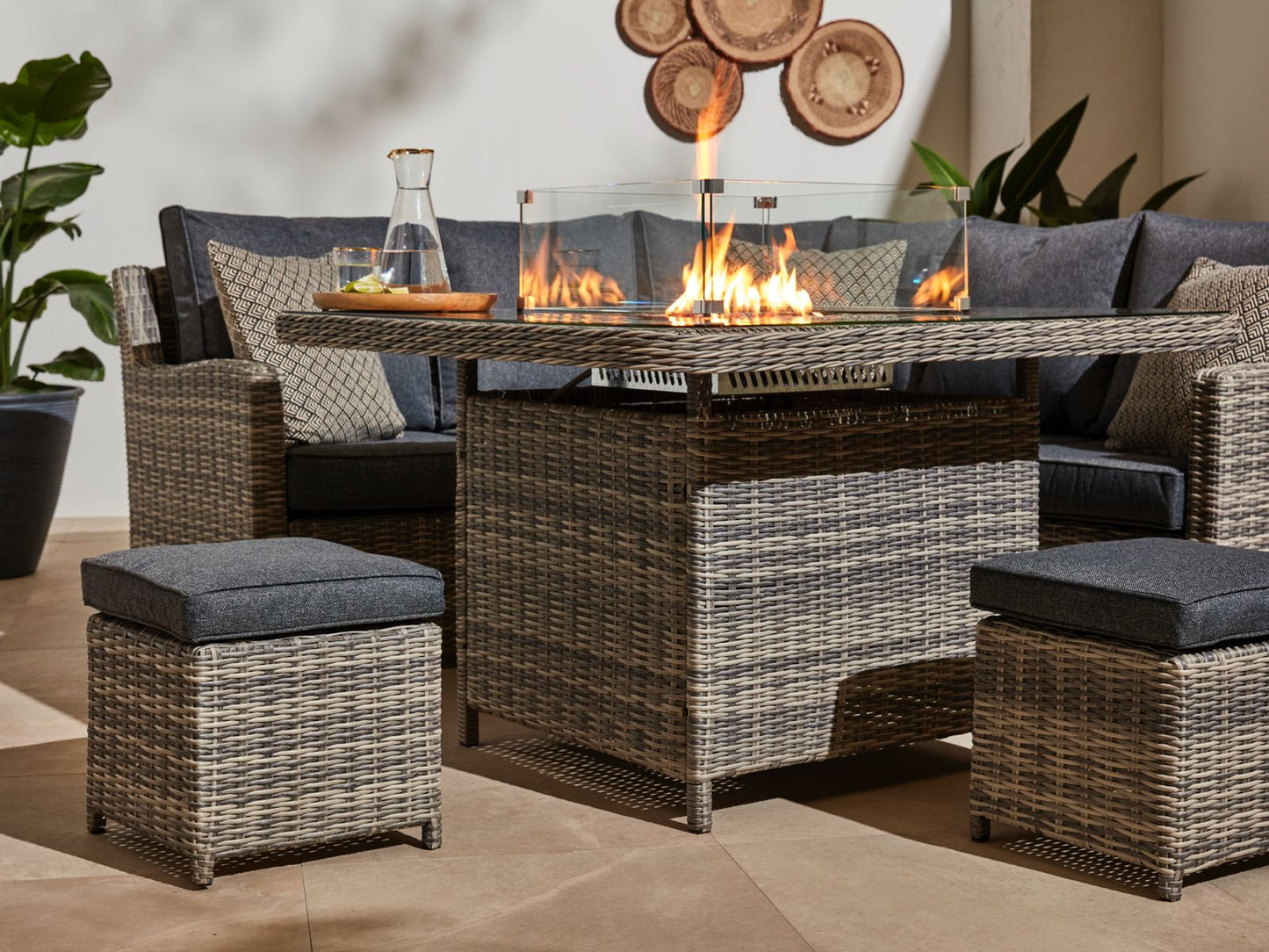 Alba Corner Sofa with Fire Pit - Arriving May