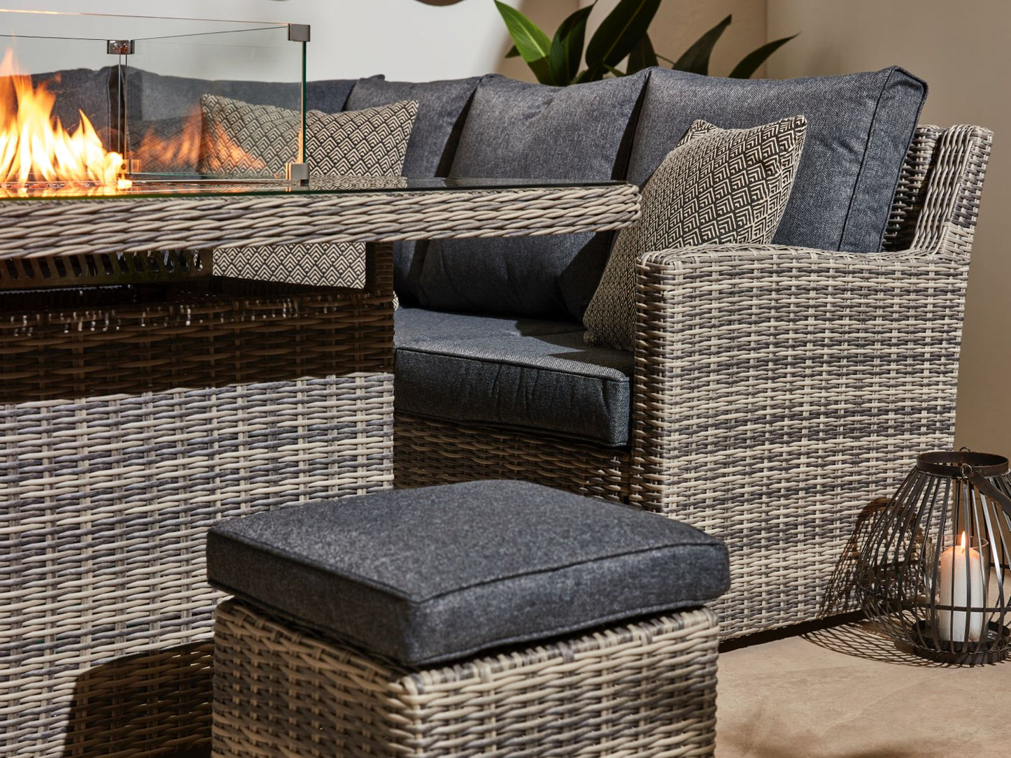 Alba Grande Corner Sofa with Fire Pit - Arriving May