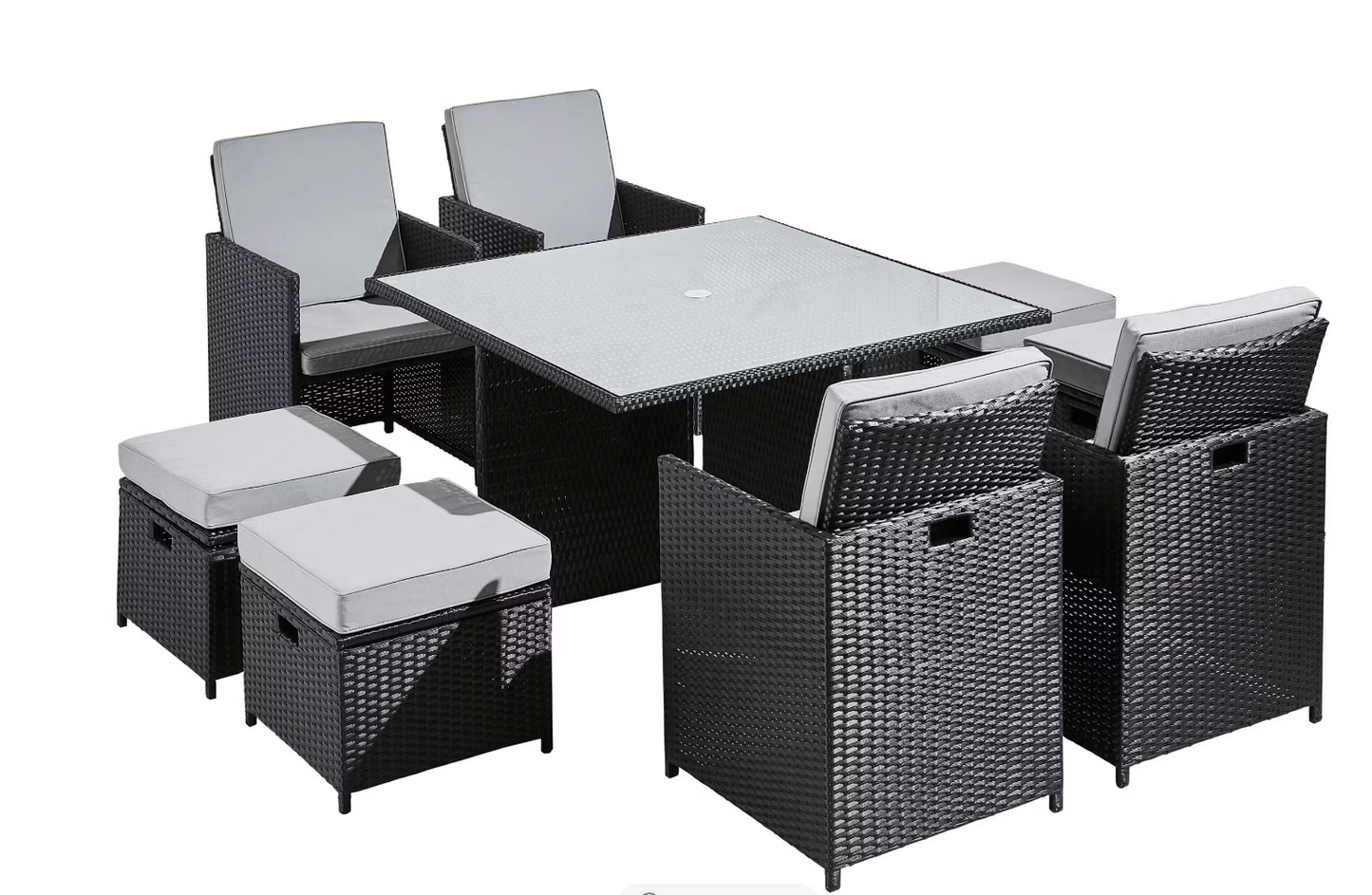 Rio Rattan Cube 8 Seat Outdoor Dining Set - Black
