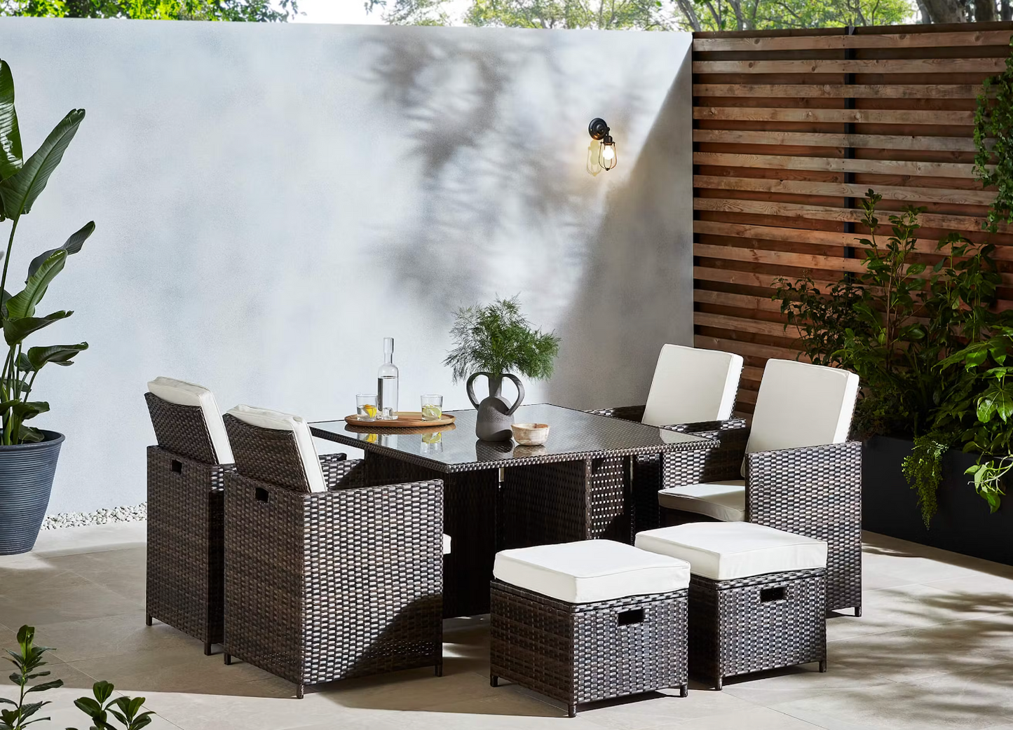Rio Rattan Cube 8 Seat Outdoor Dining Set - Brown.