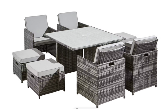 Rio Rattan Cube 8 Seat Outdoor Dining Set - grey..