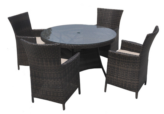 Oxford 4 seat dining table round -Brown
