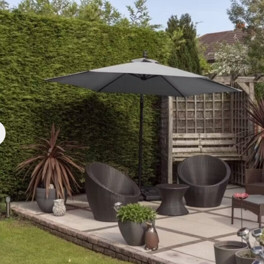 Cantilever 3m Garden Parasol With Steel Frame, Light Grey