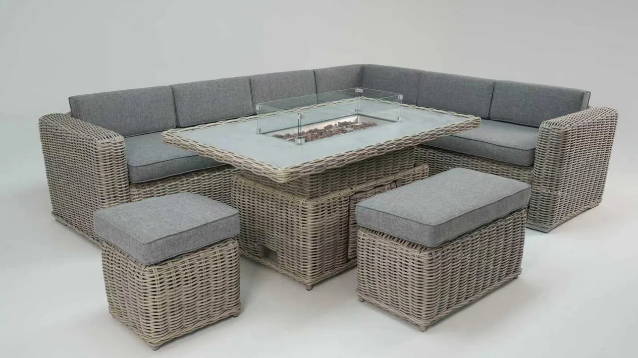 Luxury Corner Sofa with Rise and Fall Fire Pit Dining Table Arriving End of April