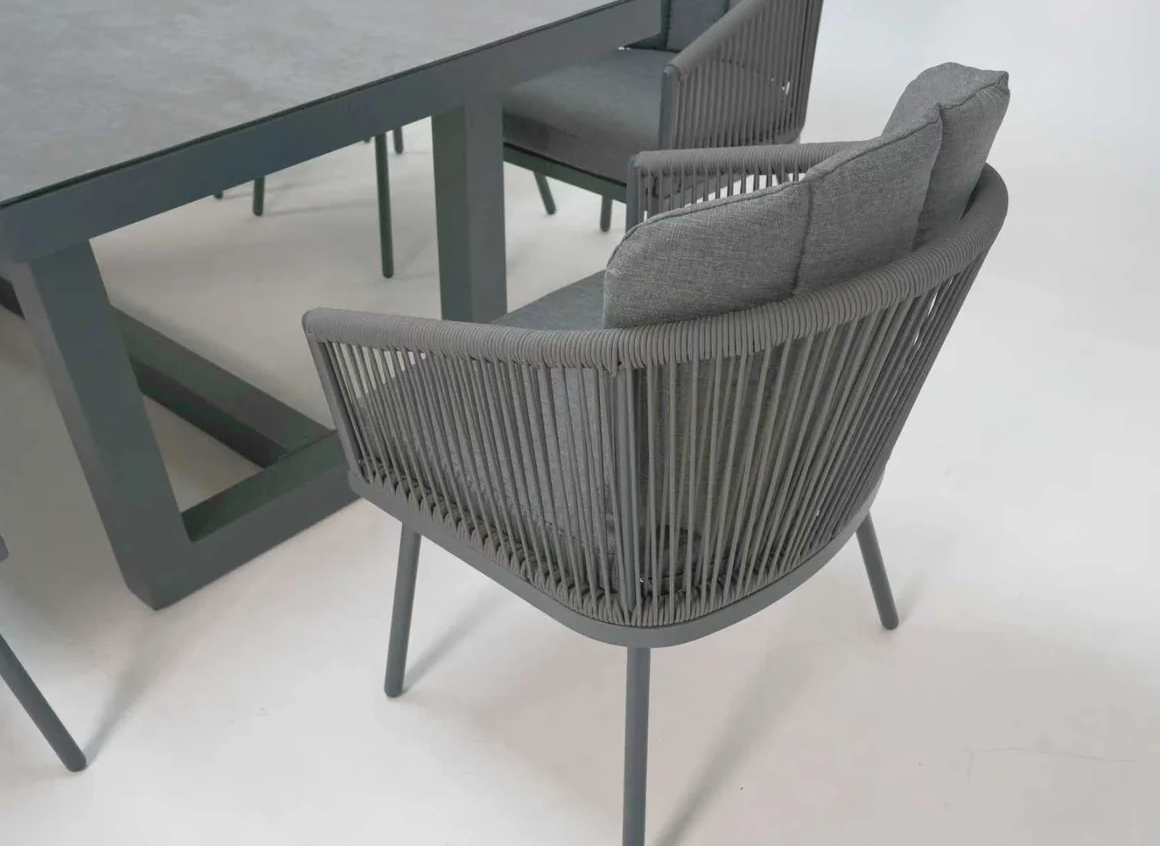 Onyx Aluminium 8 Seat Dining Set (Olefin Quick Dry) Grey