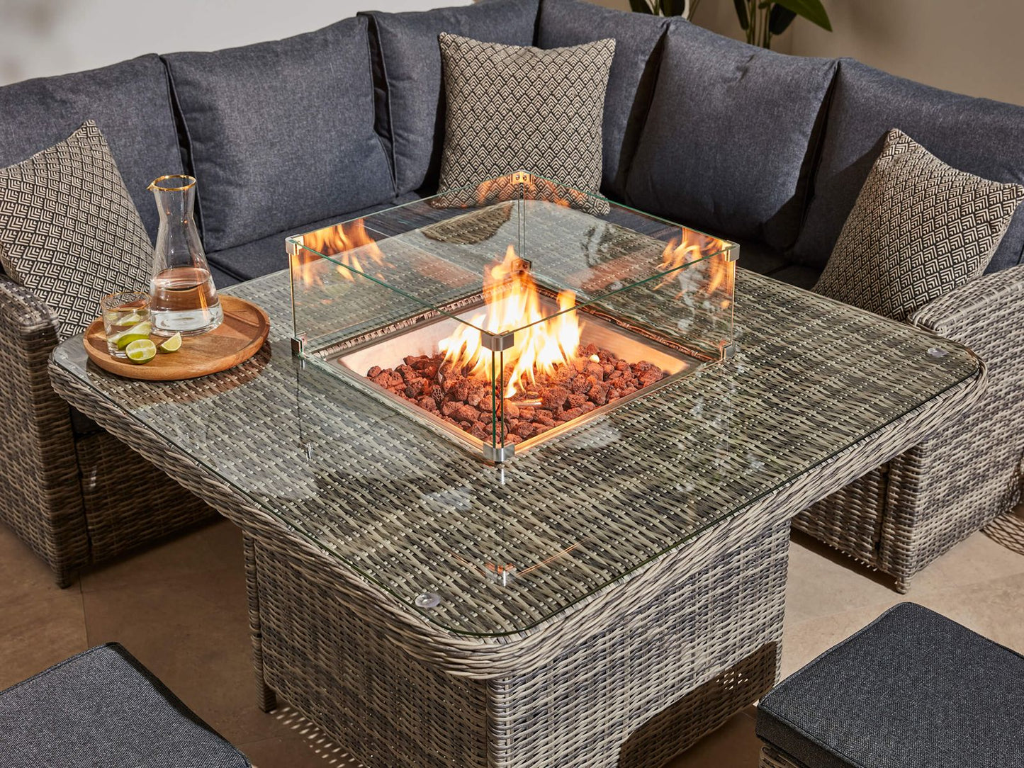 Alba Corner Sofa with Fire Pit - Arriving May