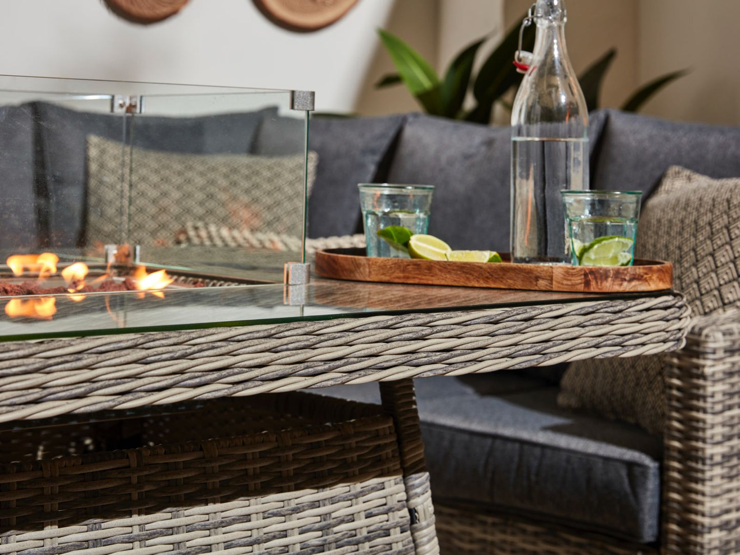 Alba Corner Sofa with Fire Pit - Arriving May