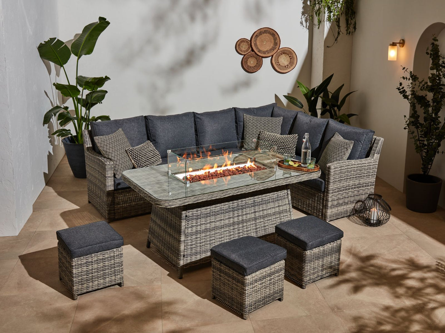 Alba Grande Corner Sofa with Fire Pit - Arriving May