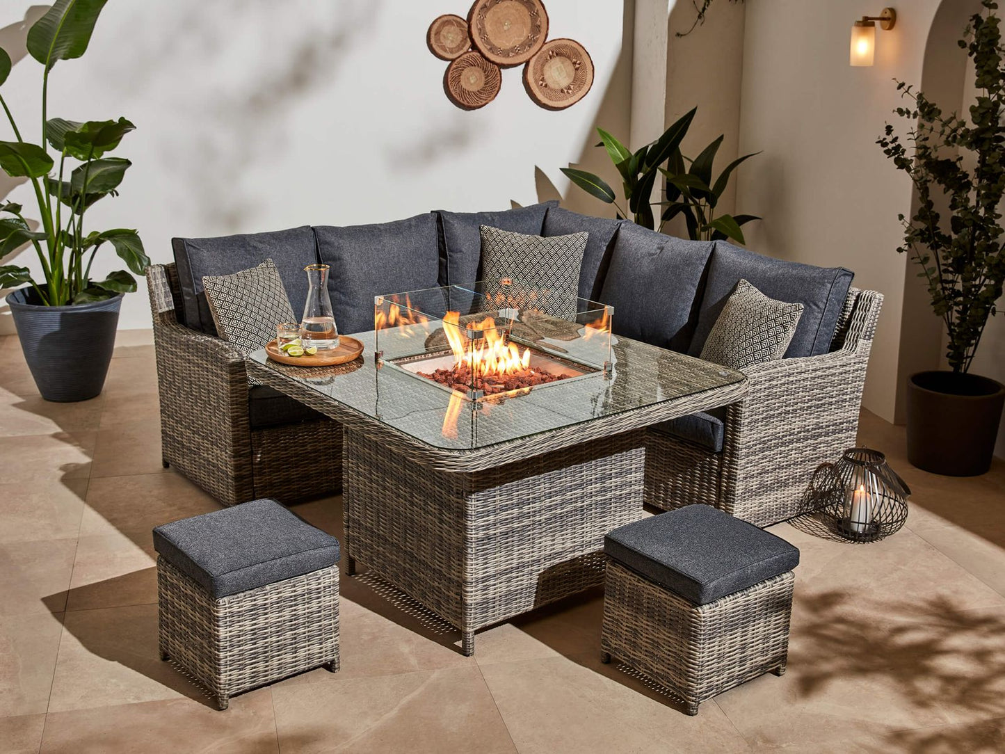 Alba Corner Sofa with Fire Pit - Arriving May