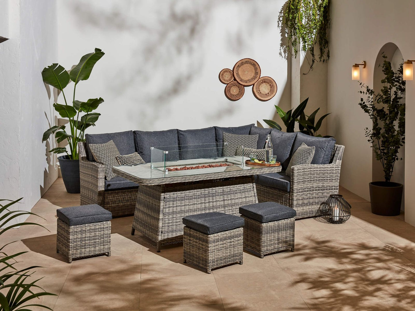 Alba Grande Corner Sofa with Fire Pit - Arriving May