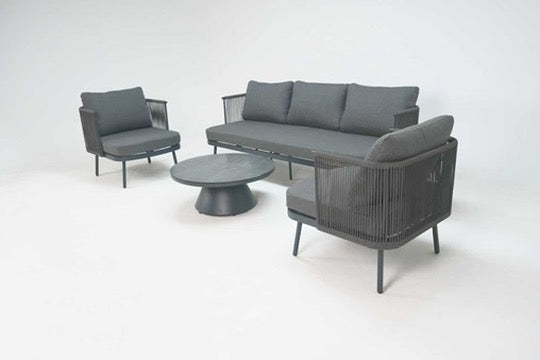 Ava Aluminium Sofa Set Grey  (Olefin)