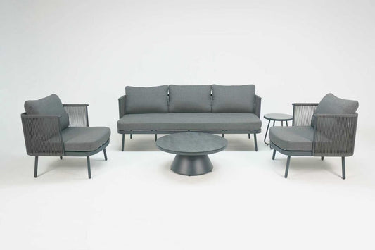 Ava Aluminium Sofa Set Grey  (Olefin)