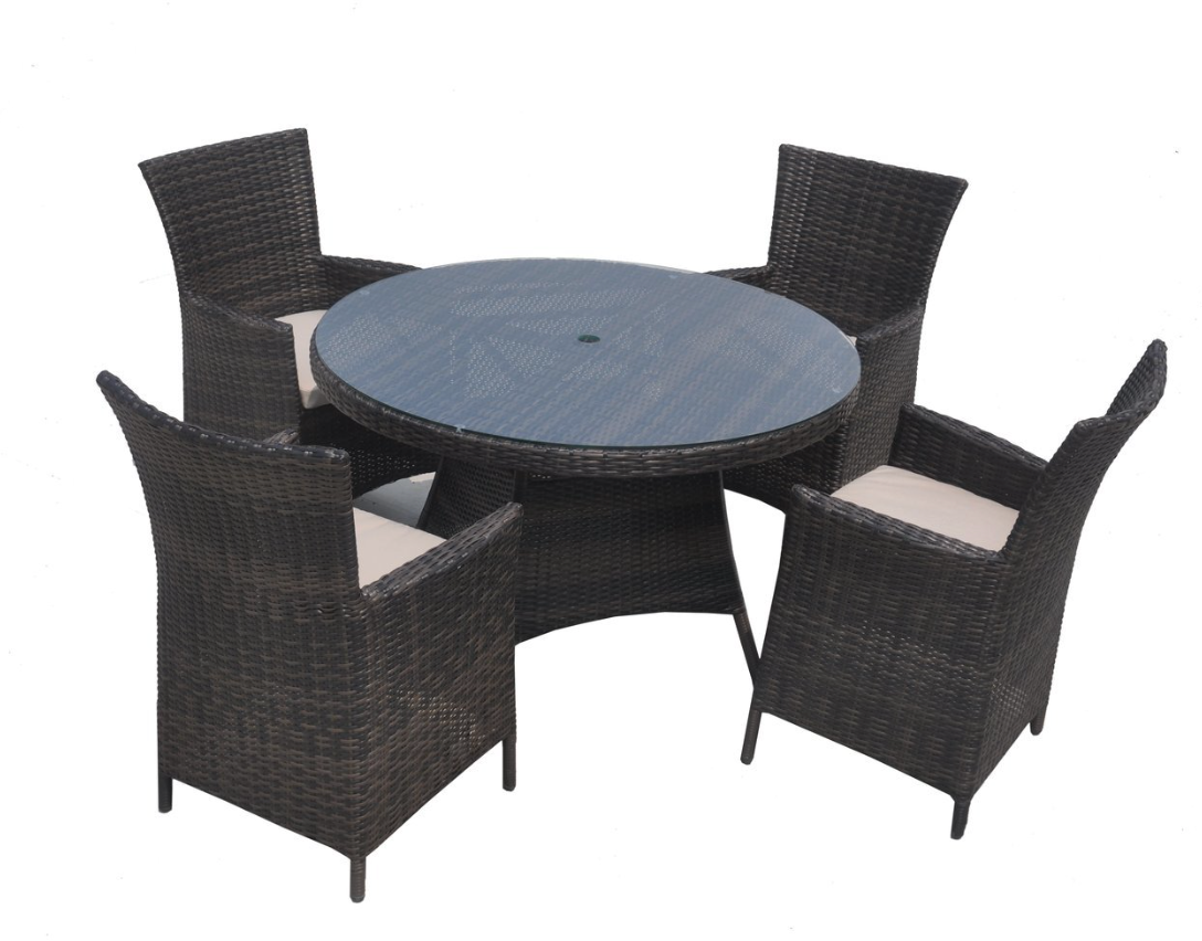 Oxford 4 seat dining table round -Brown