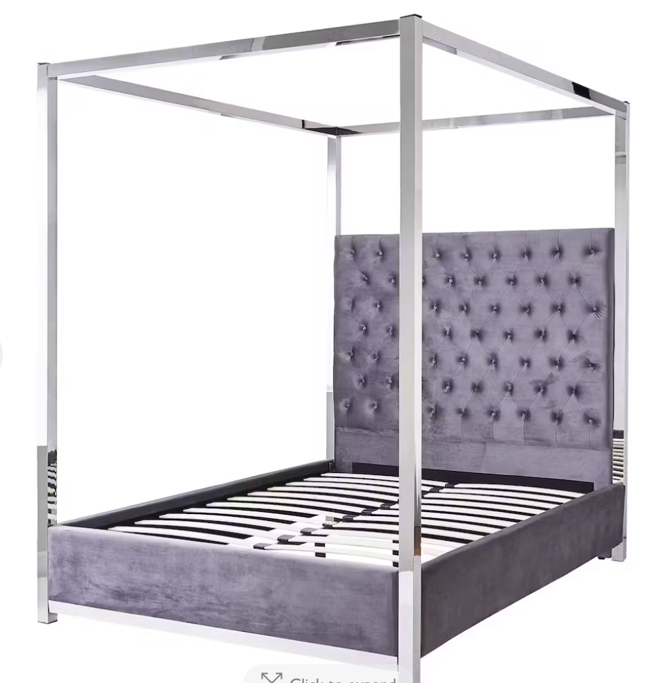 Cleopatra Velvet Four Poster Metal Frame Bed