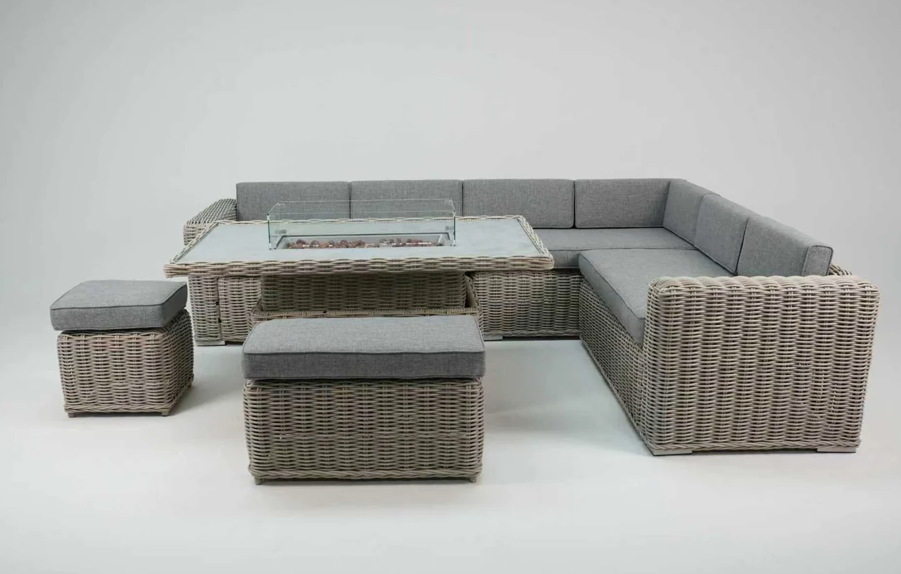 Luxury Corner Sofa with Rise and Fall Fire Pit Dining Table Arriving End of April