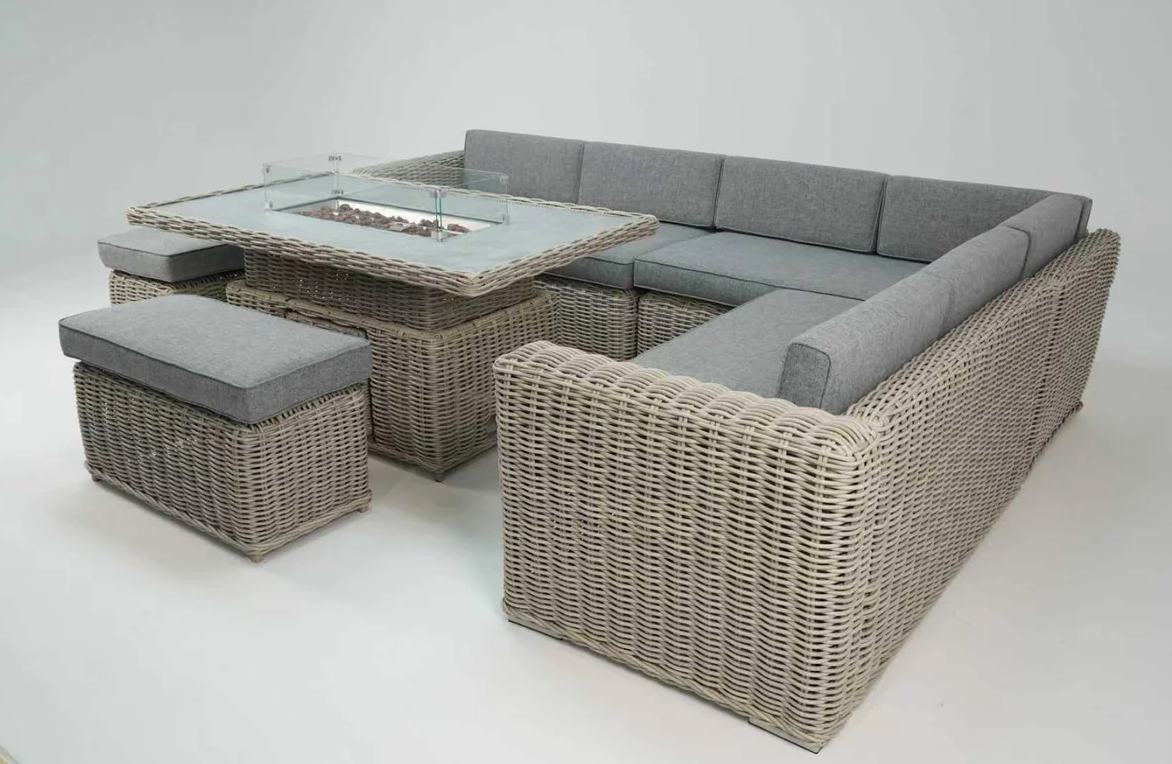 Luxury Corner Sofa with Rise and Fall Fire Pit Dining Table Arriving End of April