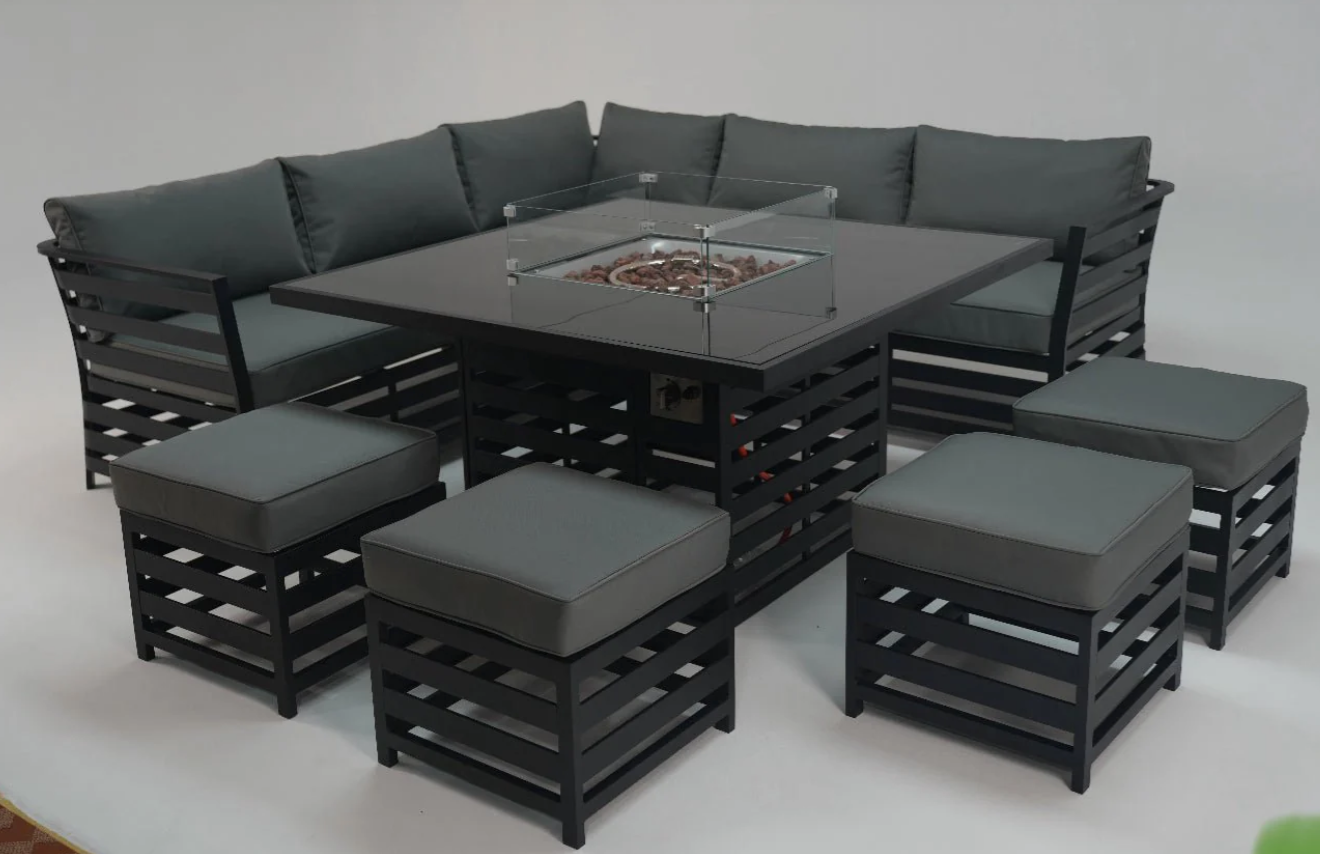 Ada Aluminium Corner Sofa with Fire Pit - Arrives April