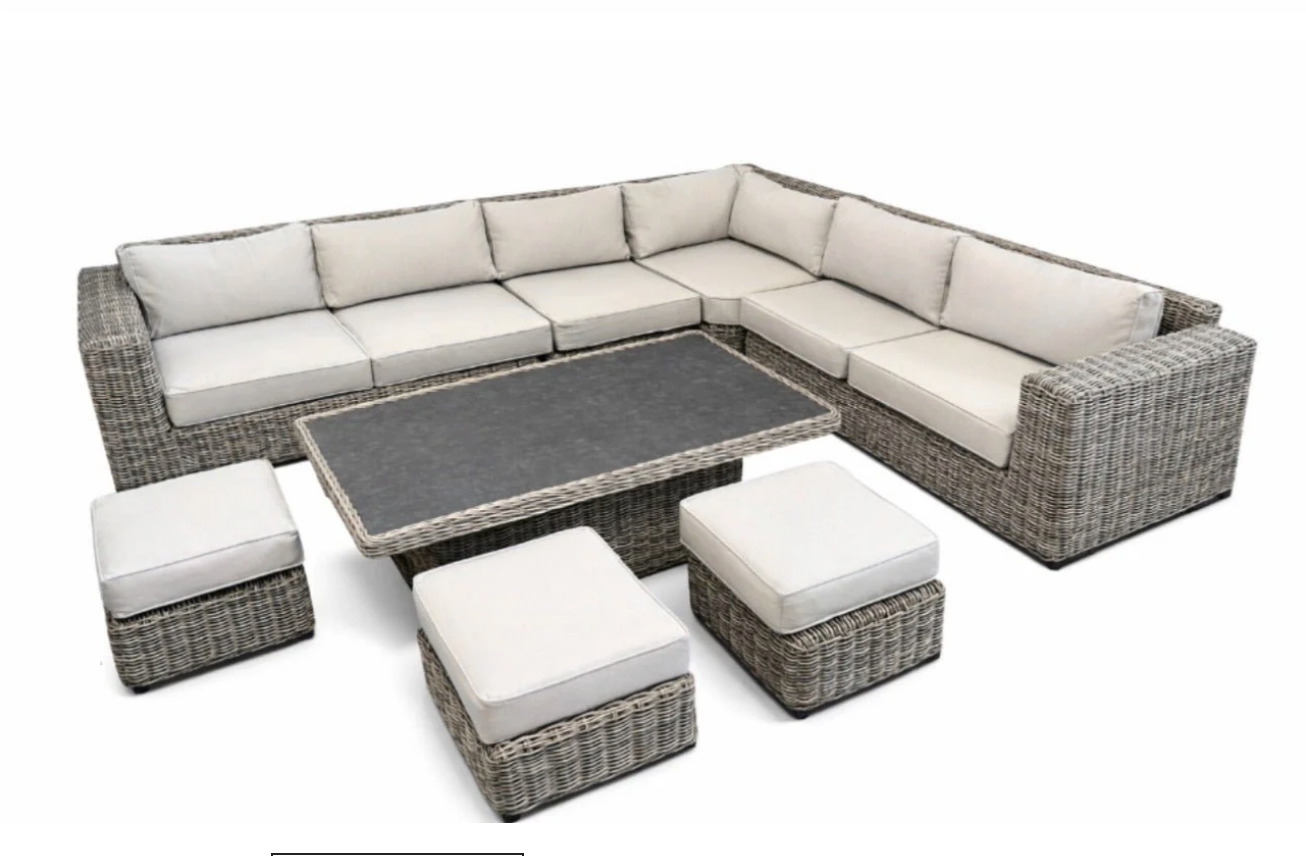 Bali Luxury Modular Bamboo Weave Sofa with Rise and Fall Table - Due April